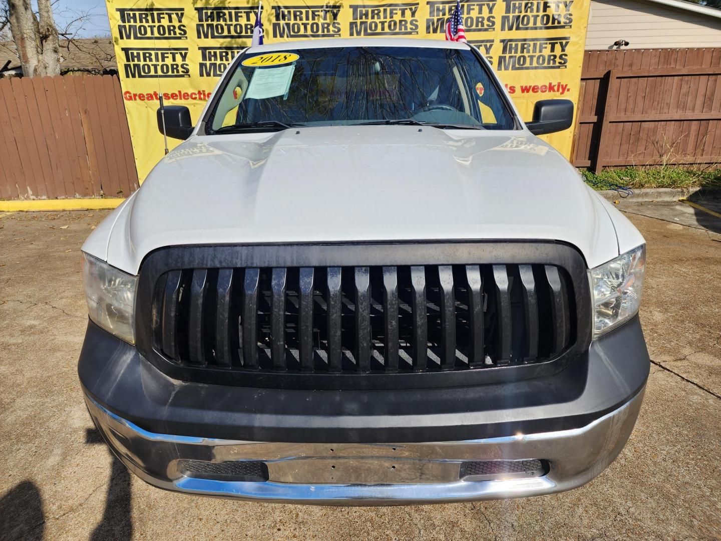 2018 White /Gray RAM 1500 Tradesman Quad Cab 2WD (1C6RR6FG7JS) with an 3.6L V6 DOHC 24V FFV engine, 8A transmission, located at 16710 Clay Rd., Houston, TX, 77084, (281) 859-7900, 29.834864, -95.656166 - Photo#0