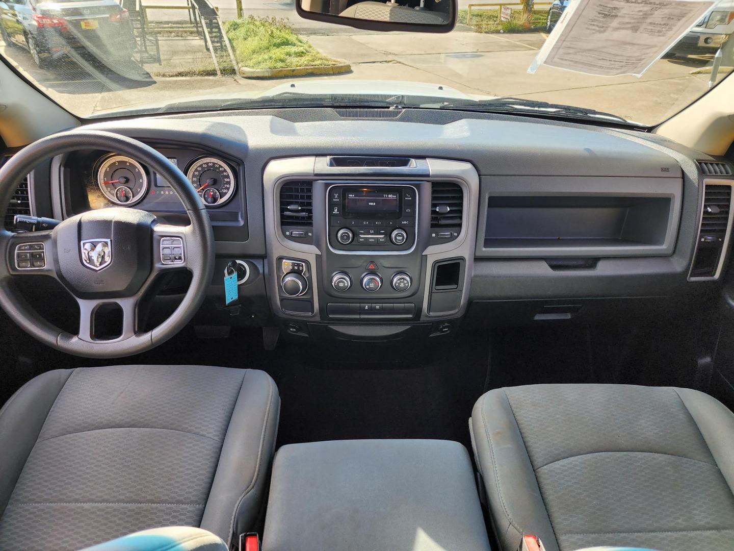 2018 White /Gray RAM 1500 Tradesman Quad Cab 2WD (1C6RR6FG7JS) with an 3.6L V6 DOHC 24V FFV engine, 8A transmission, located at 16710 Clay Rd., Houston, TX, 77084, (281) 859-7900, 29.834864, -95.656166 - Photo#12