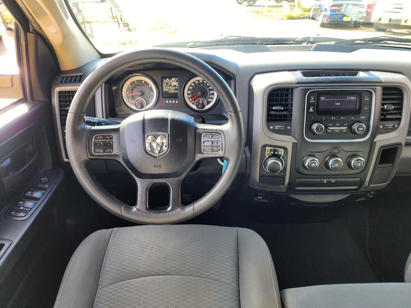 2018 White /Gray RAM 1500 Tradesman Quad Cab 2WD (1C6RR6FG7JS) with an 3.6L V6 DOHC 24V FFV engine, 8A transmission, located at 16710 Clay Rd., Houston, TX, 77084, (281) 859-7900, 29.834864, -95.656166 - Photo#13