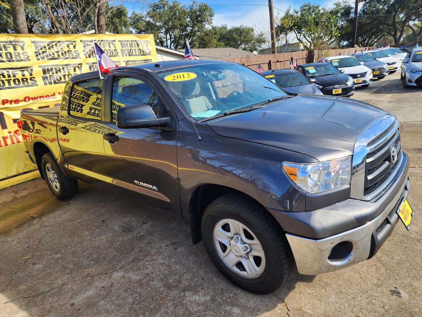 2012 Gray /Gray Toyota Tundra Tundra-Grade CrewMax 4.6L 2WD (5TFEM5F11CX) with an 4.6L V8 DOHC 32V engine, 5-Speed Automatic Overdrive transmission, located at 16710 Clay Rd., Houston, TX, 77084, (281) 859-7900, 29.834864, -95.656166 - Photo#2