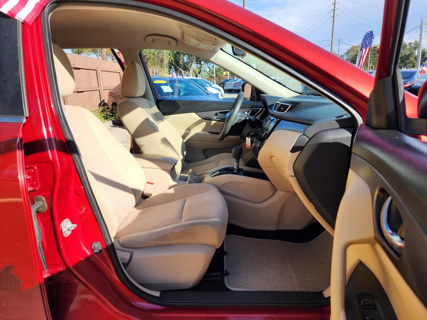 2016 Red /Beige Nissan Rogue S 2WD (JN8AT2MT5GW) with an 2.5L L4 DOHC 16V engine, CVT transmission, located at 16710 Clay Rd., Houston, TX, 77084, (281) 859-7900, 29.834864, -95.656166 - Photo#12