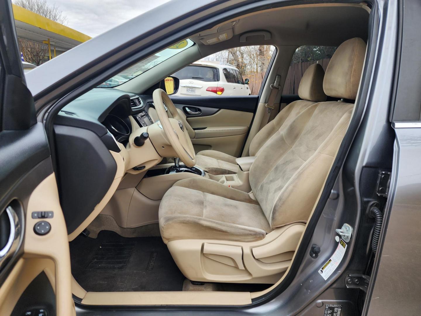 2015 Gray /Tan Nissan Rogue S 2WD (KNMAT2MTXFP) with an 2.5L L4 DOHC 16V engine, Continuously Variable Transmission transmission, located at 16710 Clay Rd., Houston, TX, 77084, (281) 859-7900, 29.834864, -95.656166 - Photo#11