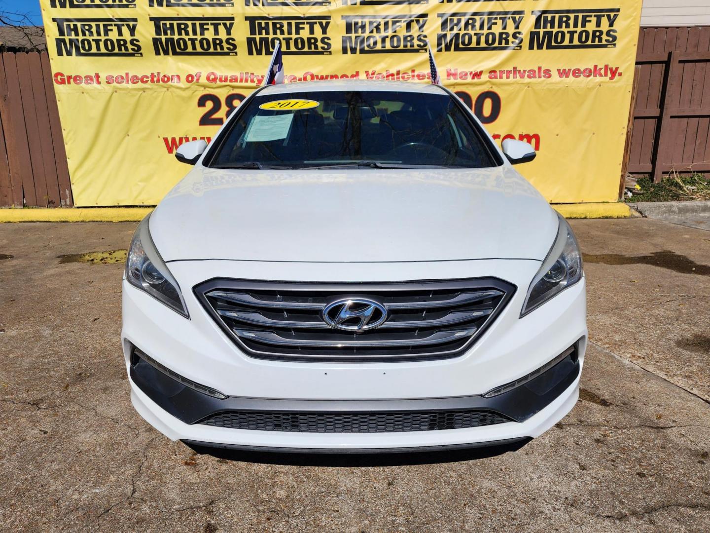 2017 White /BLACK Hyundai Sonata Sport 2.0T (5NPE34AB6HH) with an 2.0L L4 DOHC 16V TURBO engine, Automatic 6-Speed transmission, located at 16710 Clay Rd., Houston, TX, 77084, (281) 859-7900, 29.834864, -95.656166 - Photo#0