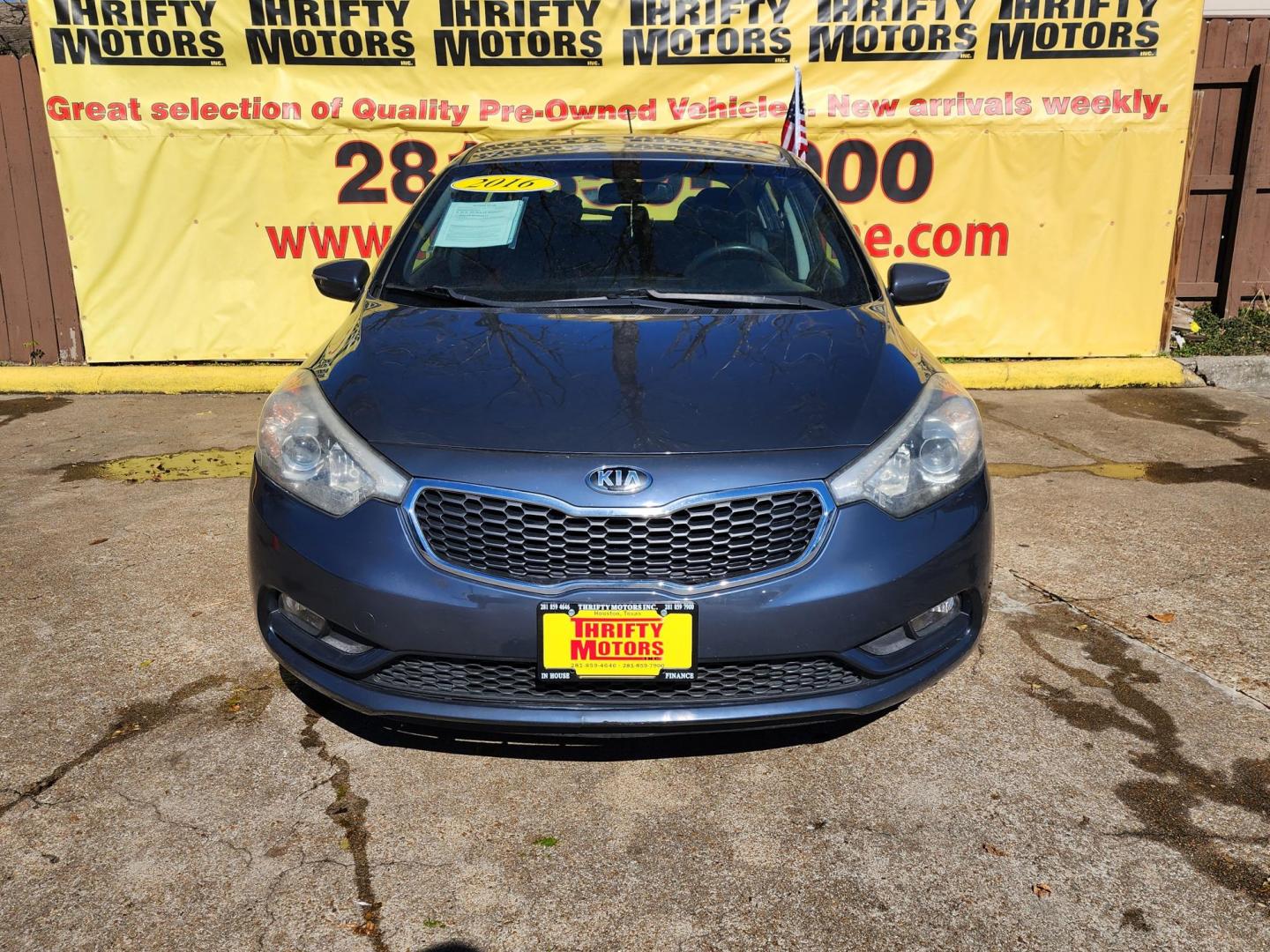 2016 Blue /Gray Kia Forte 5-Door LX (KNAFK5A80G5) with an 2.0L L4 DOHC 16V engine, Automatic 6-Speed transmission, located at 16710 Clay Rd., Houston, TX, 77084, (281) 859-7900, 29.834864, -95.656166 - Photo#0