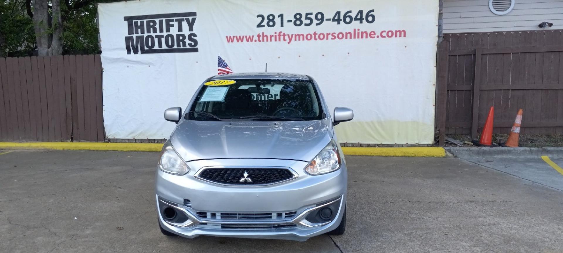 2017 Gray Mitsubishi Mirage ES 5M (ML32A3HJ2HH) with an 1.2L L3 DOHC engine, 5M transmission, located at 16710 Clay Rd., Houston, TX, 77084, (281) 859-7900, 29.834864, -95.656166 - Low Down. Low Payments. - Photo#1