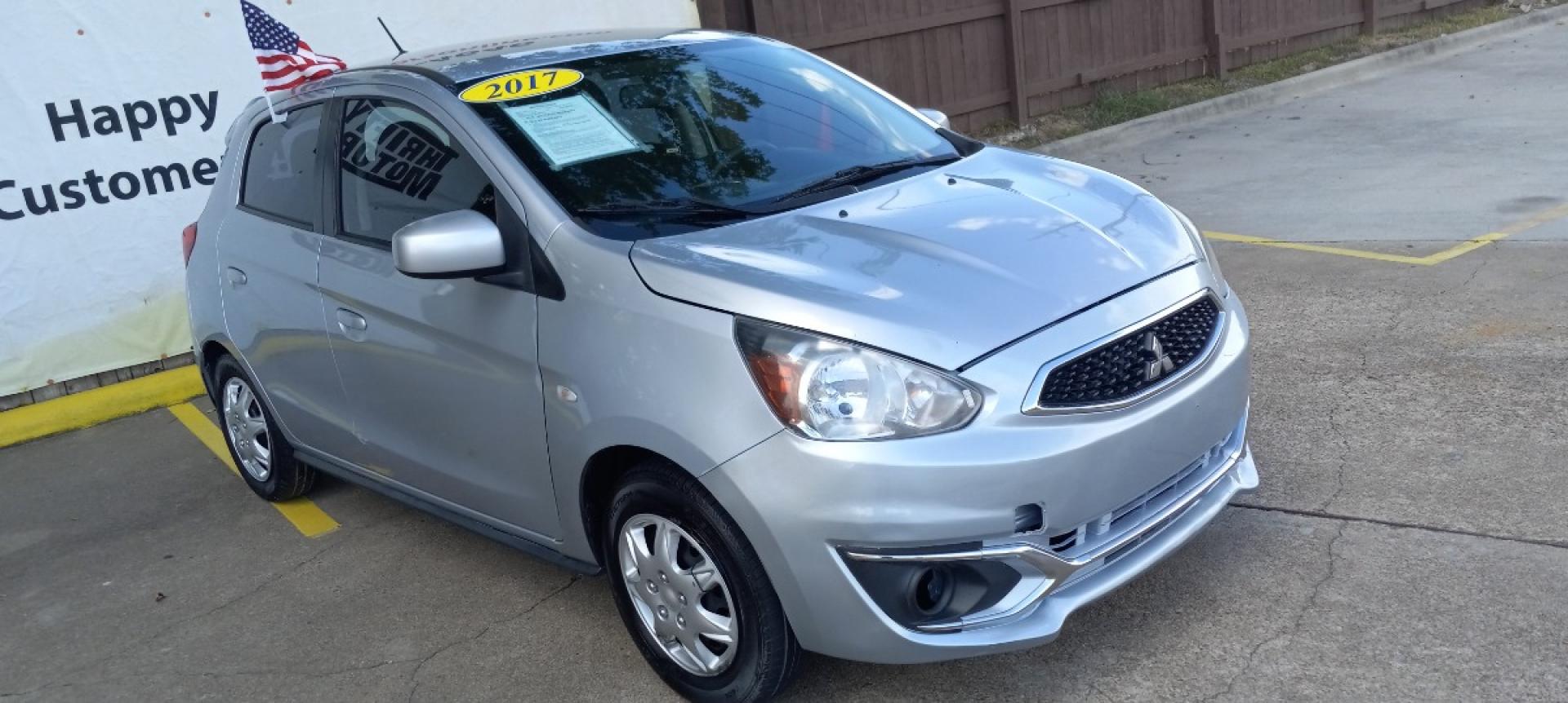 2017 Gray Mitsubishi Mirage ES 5M (ML32A3HJ2HH) with an 1.2L L3 DOHC engine, 5M transmission, located at 16710 Clay Rd., Houston, TX, 77084, (281) 859-7900, 29.834864, -95.656166 - Low Down. Low Payments. - Photo#3