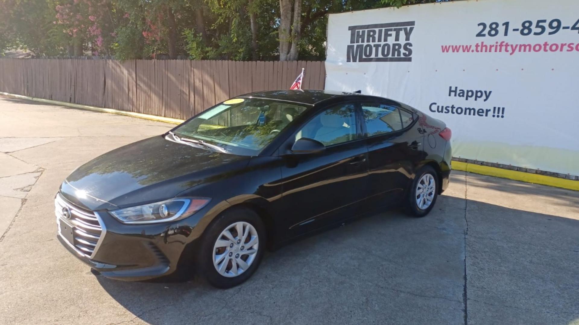 2017 Black Hyundai Elantra SE 6AT (5NPD74LFXHH) with an 1.8L L4 DOHC 16V engine, 6A transmission, located at 16710 Clay Rd., Houston, TX, 77084, (281) 859-7900, 29.834864, -95.656166 - Low Down. Low Payments. - Photo#2