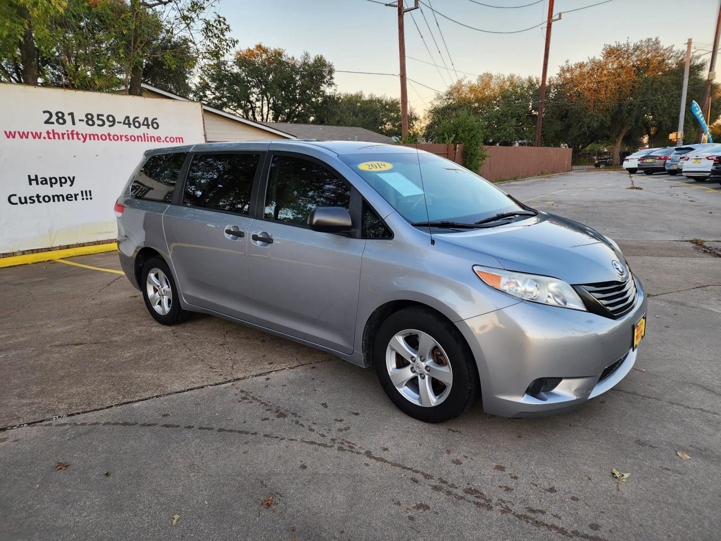 2014 Gray Toyota Sienna FWD 7-Passenger V6 (5TDZK3DC9ES) with an 3.5L V6 EFI DOHC 24V engine, 5-Speed Automatic transmission, located at 16710 Clay Rd., Houston, TX, 77084, (281) 859-7900, 29.834864, -95.656166 - Low Down. Low Payments. - Photo#1