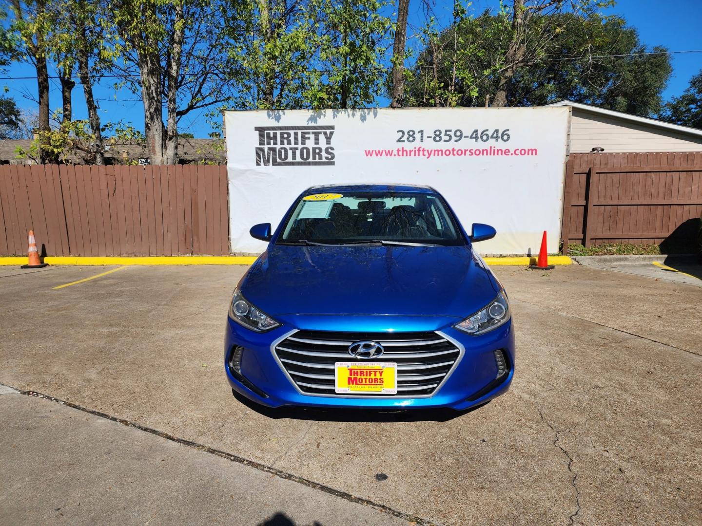 2017 Blue Hyundai Elantra Limited (5NPD84LF2HH) with an 1.8L L4 DOHC 16V engine, 6A transmission, located at 16710 Clay Rd., Houston, TX, 77084, (281) 859-7900, 29.834864, -95.656166 - Low Dow. Low Payments. - Photo#1