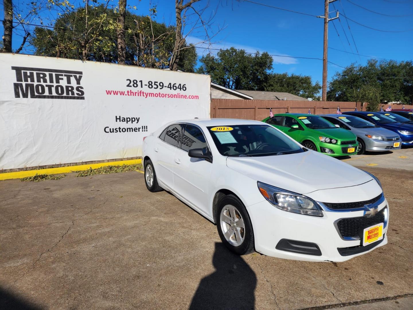 2015 White Chevrolet Malibu LS Fleet (1G11A5SL7FF) with an 2.5L L4 DOHC 16V engine, 6-Speed Automatic transmission, located at 16710 Clay Rd., Houston, TX, 77084, (281) 859-7900, 29.834864, -95.656166 - Low Down. Low Payments. - Photo#2