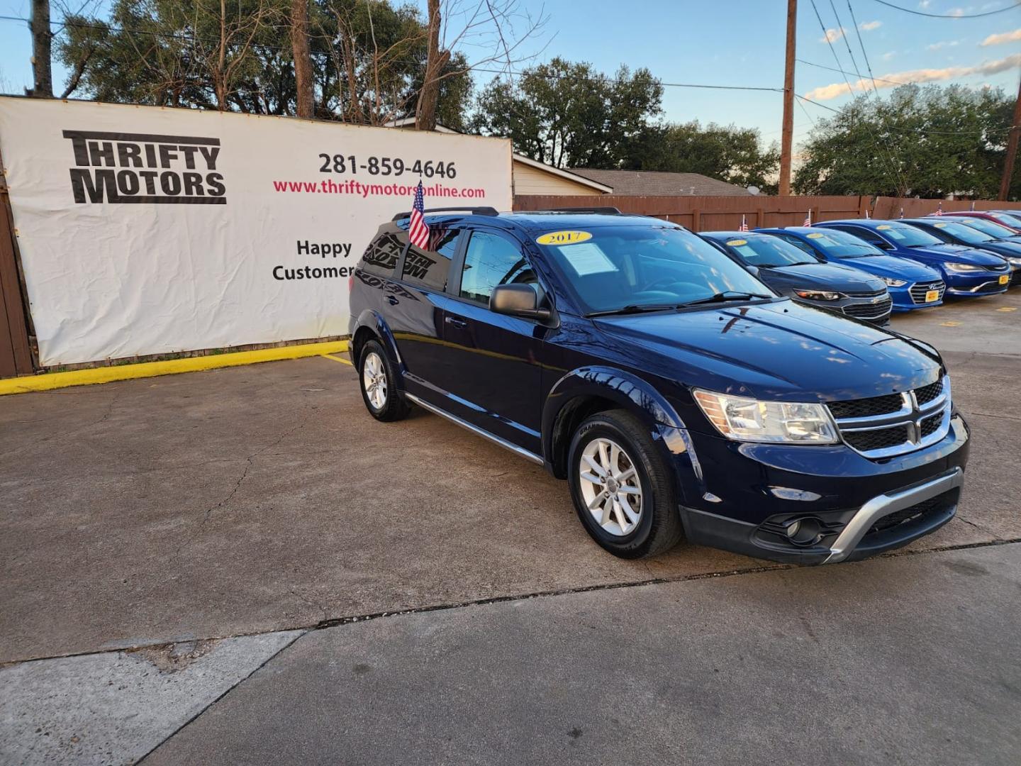 2017 Blue Dodge Journey SE (3C4PDCAB8HT) with an 2.4L L4 DOHC 16V engine, 4A transmission, located at 16710 Clay Rd., Houston, TX, 77084, (281) 859-7900, 29.834864, -95.656166 - Photo#3