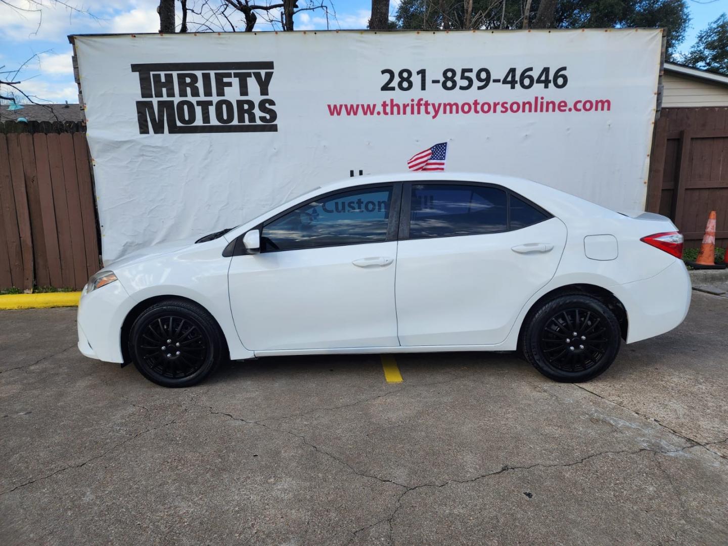 2015 White Toyota Corolla L 4-Speed AT (5YFBURHEXFP) with an 1.8L L4 DOHC 16V engine, 4-Speed Automatic transmission, located at 16710 Clay Rd., Houston, TX, 77084, (281) 859-7900, 29.834864, -95.656166 - Low Down. Low Payments. - Photo#0