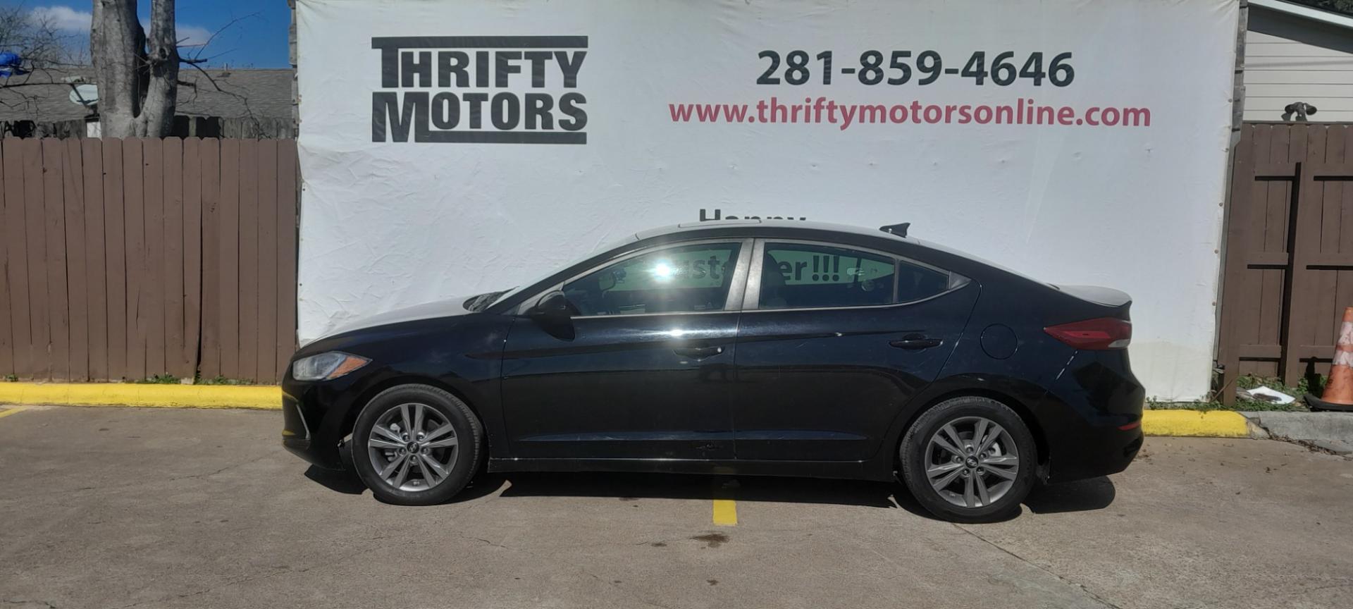 2018 Black Hyundai Elantra Limited (KMHD84LF3JU) with an 1.8L L4 DOHC 16V engine, 6A transmission, located at 16710 Clay Rd., Houston, TX, 77084, (281) 859-7900, 29.834864, -95.656166 - Low Down. Low Payments. - Photo#0