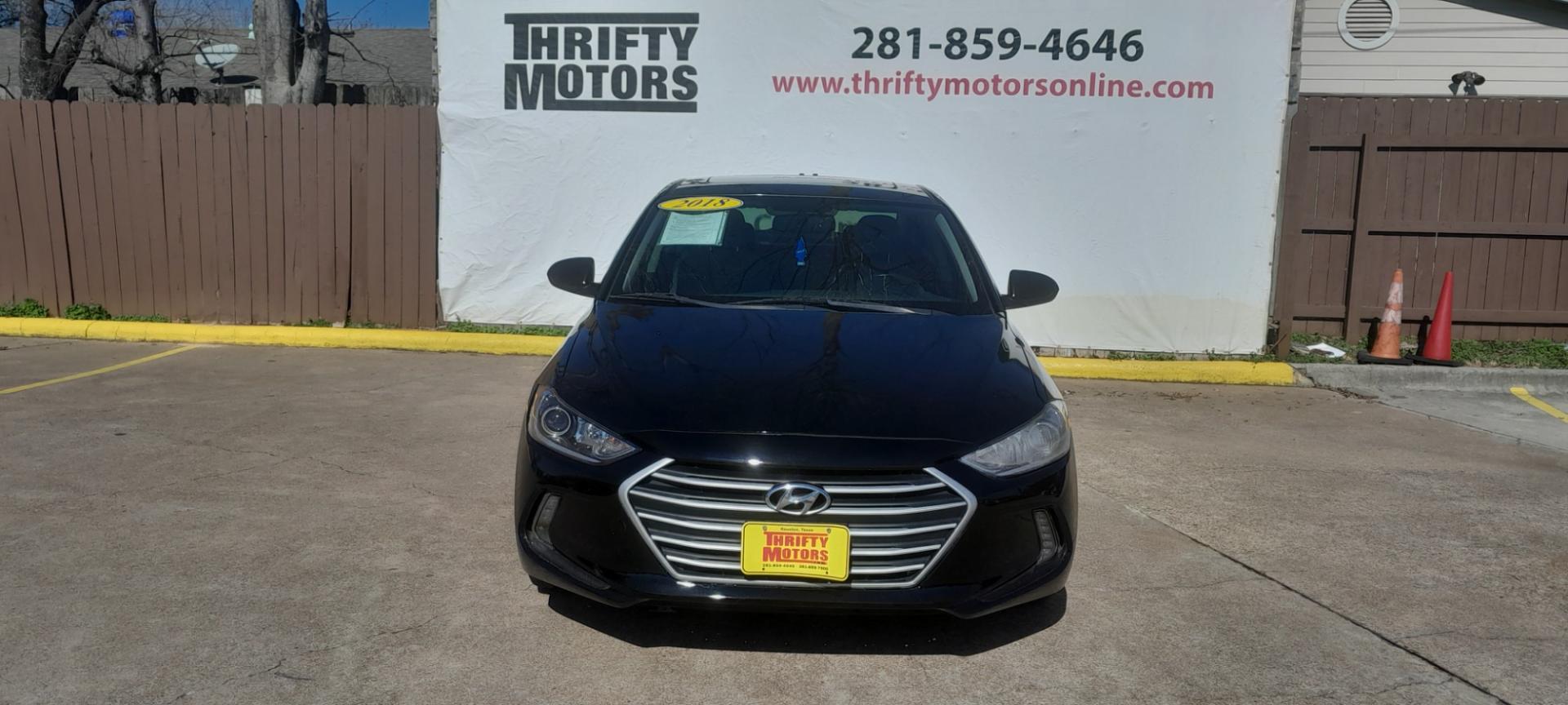 2018 Black Hyundai Elantra Limited (KMHD84LF3JU) with an 1.8L L4 DOHC 16V engine, 6A transmission, located at 16710 Clay Rd., Houston, TX, 77084, (281) 859-7900, 29.834864, -95.656166 - Low Down. Low Payments. - Photo#1