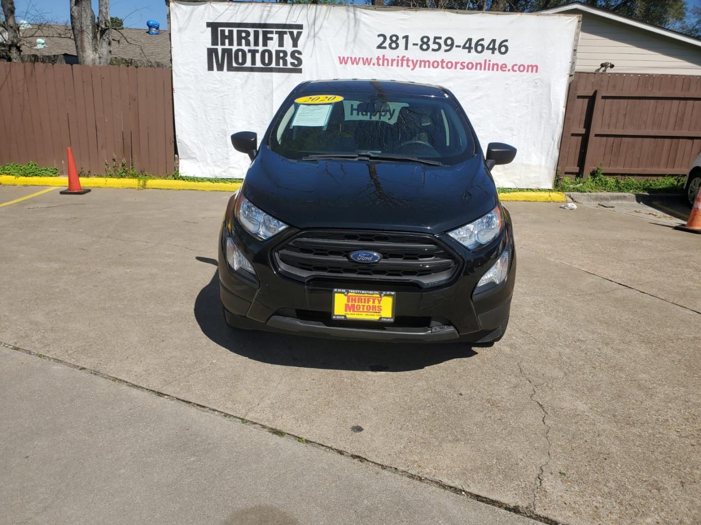 2020 Black Ford EcoSport S (MAJ3S2FE4LC) with an 1.0L L3 engine, 6A transmission, located at 16710 Clay Rd., Houston, TX, 77084, (281) 859-7900, 29.834864, -95.656166 - Low Down. Low Payments. - Photo#1