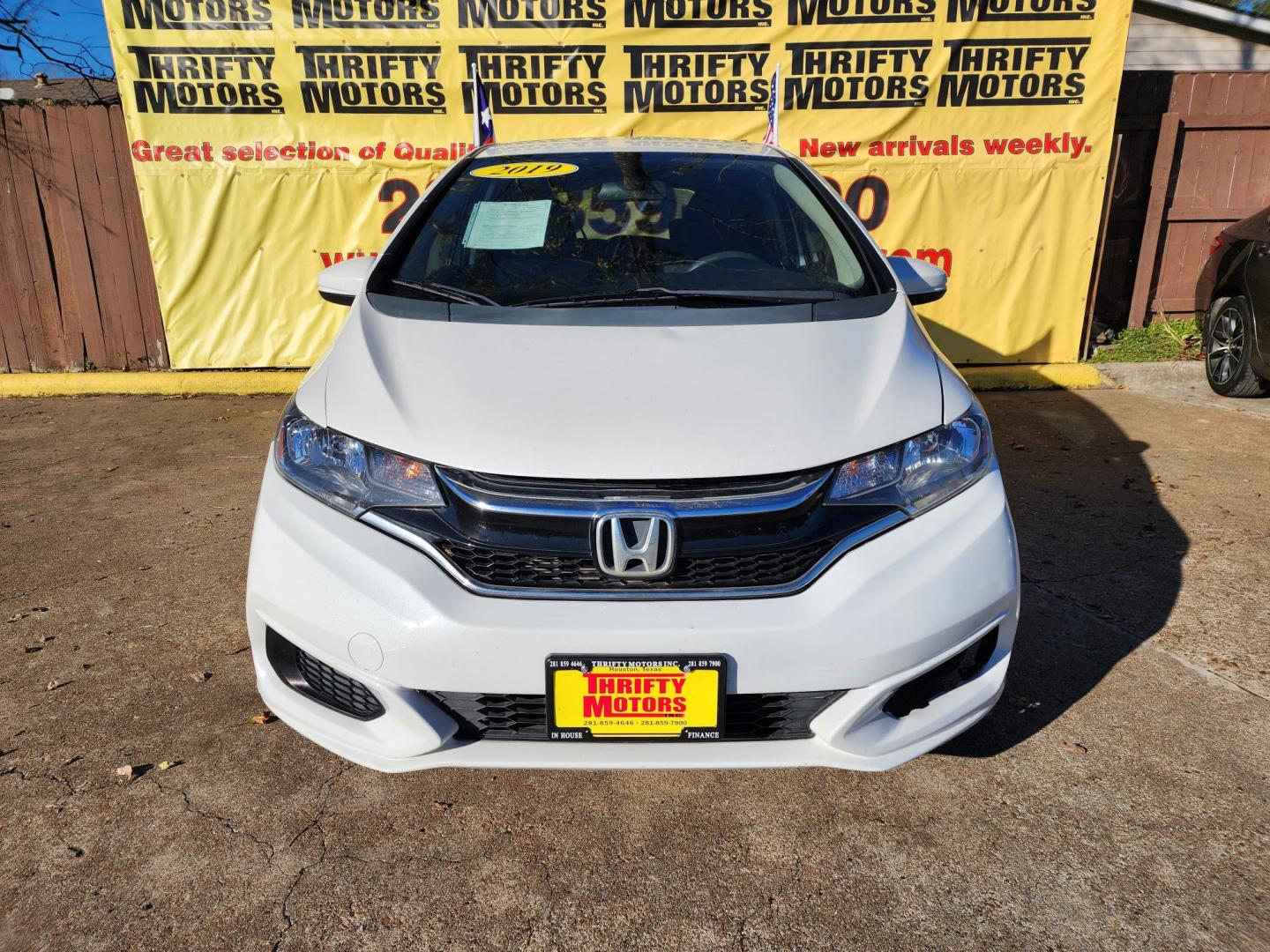 2019 White /Gray Honda Fit LX CVT (3HGGK5H47KM) with an 1.5L L4 SOHC 16V engine, CVT transmission, located at 16710 Clay Rd., Houston, TX, 77084, (281) 859-7900, 29.834864, -95.656166 - Photo#0